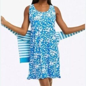 Draper James Blue White Floral Ruffle Dress S/M